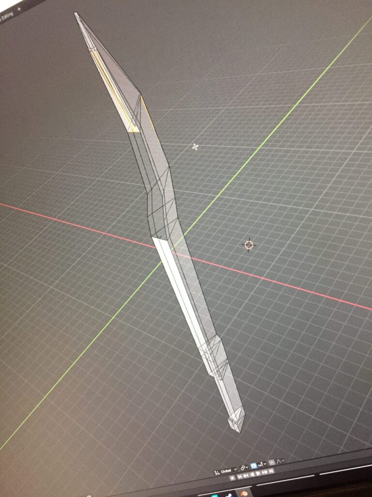 Half of the design in blender.