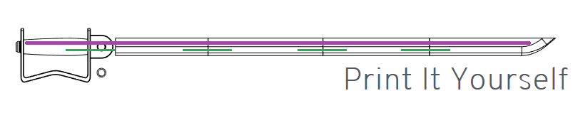 Wireframe of the PIY version with the suggestion support rods highlighted.