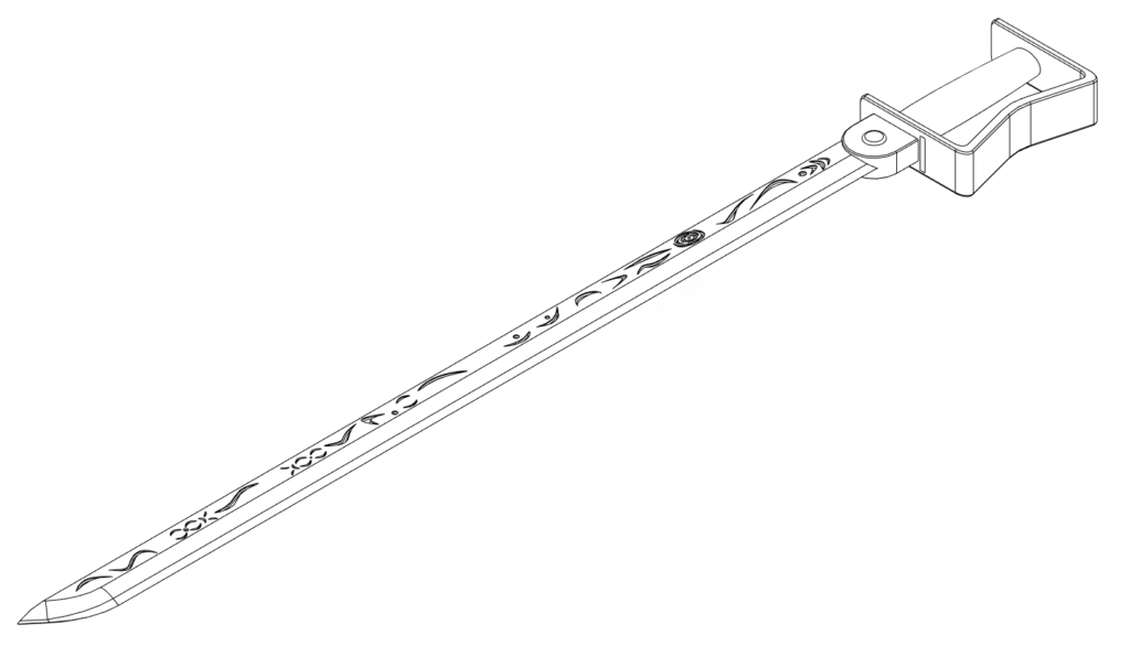 Wireframe image of the 3d design of General Armstrong's sword