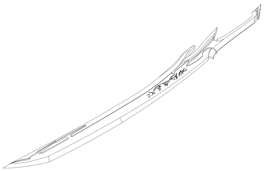 Wireframe image of the Yones Azakana Sword from League of Legends