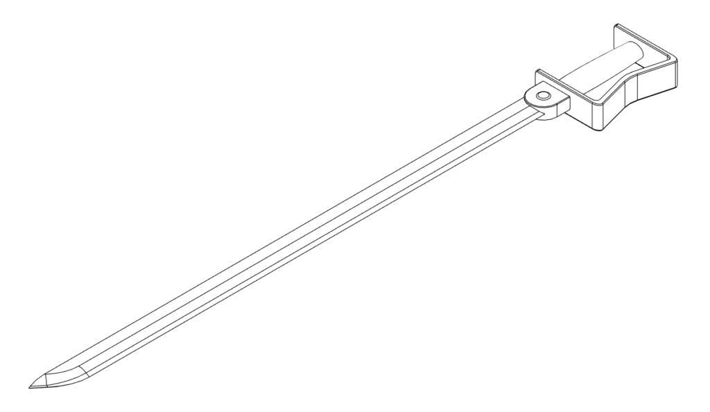 Wireframe image of the 3d design of Wrath's sword