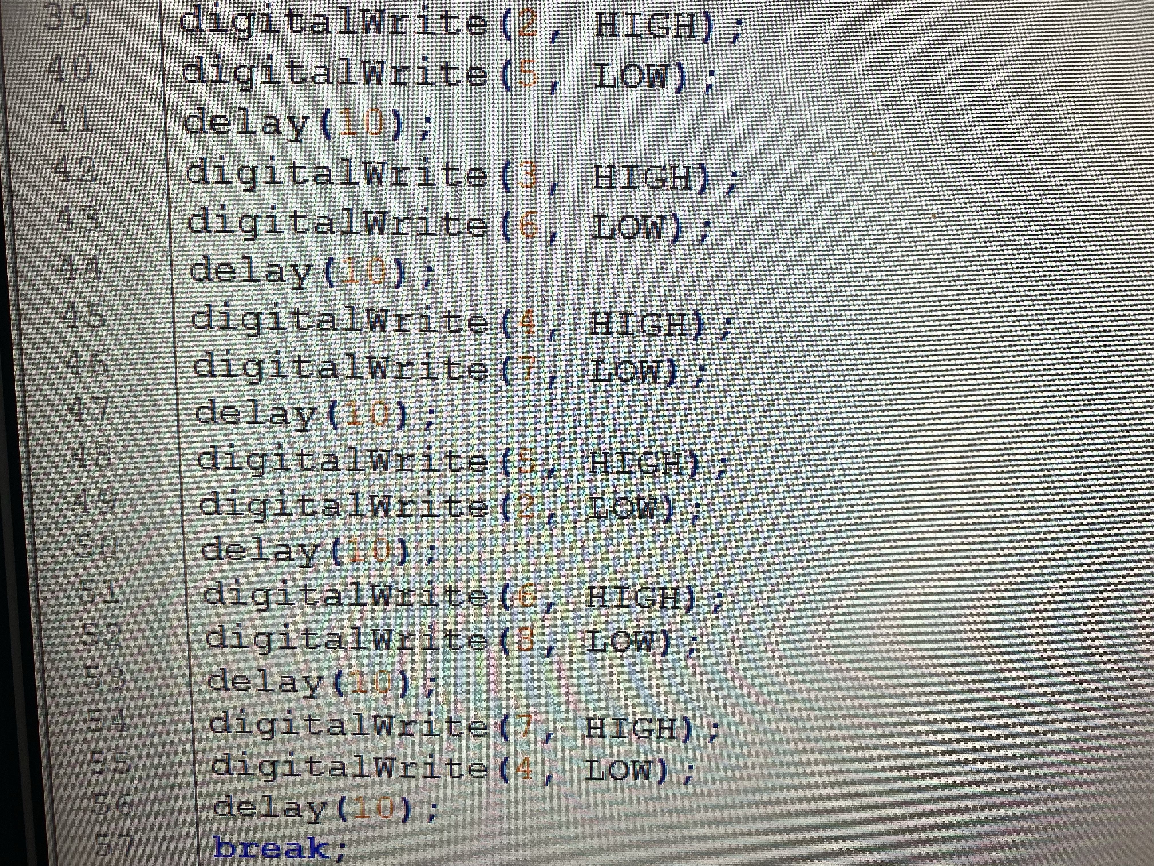 Coding of the arduino