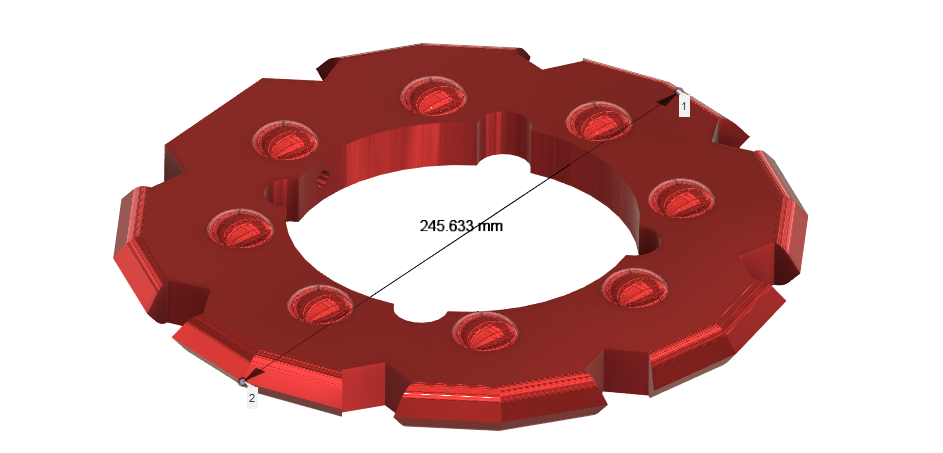 Render of dagger body with measurement over it saying 245.63mm