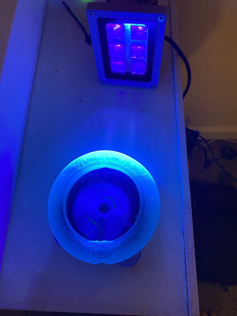 Ring curing under UV light.