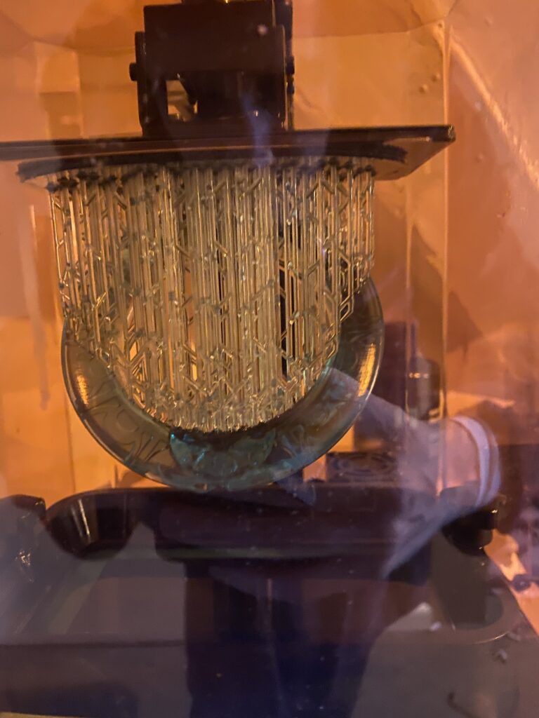 Ring of the Movie Sphere being SLA Printed