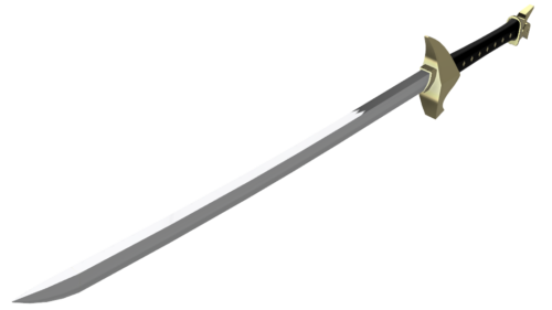 A render of the completed Yones Wind Sword from League of Legends.