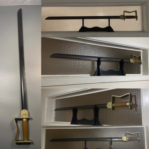 A second collage of King Bradley / Wrath's Sword finished model on a grey background.