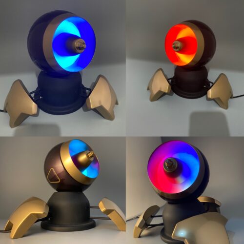 A collage of the turrets with four different light patterns on display.