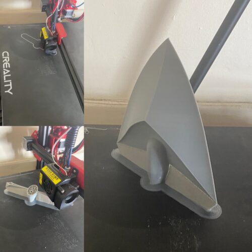 Three image collage of the Zelda OOT longshot prop being printed at different stages