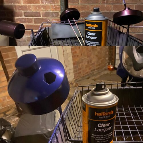 All parts that need the clear laquer are assembled for the varnish layer.