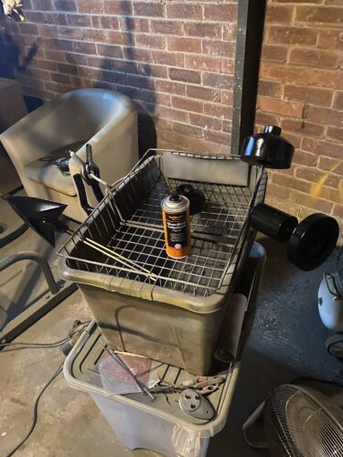 All parts of the Zelda OOT longshot prop have been spray painted gloss black