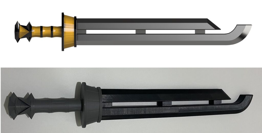 The Razor Sword from The Legend of Zelda: Majora's Mask. Above is a render and below is the raw build kit.