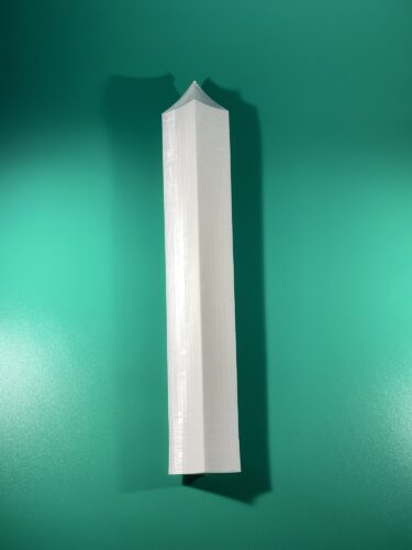 Blade seciton of the raw build of the Kokiri Sword from majora's mask. It is printed in white P{LA on a green background